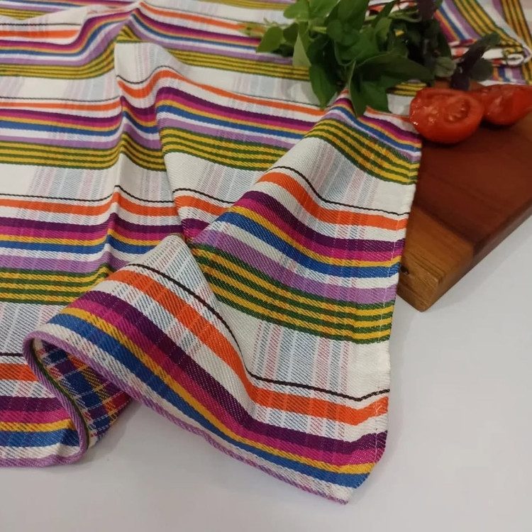 دستمال نخی چهارخانه آبرنگی